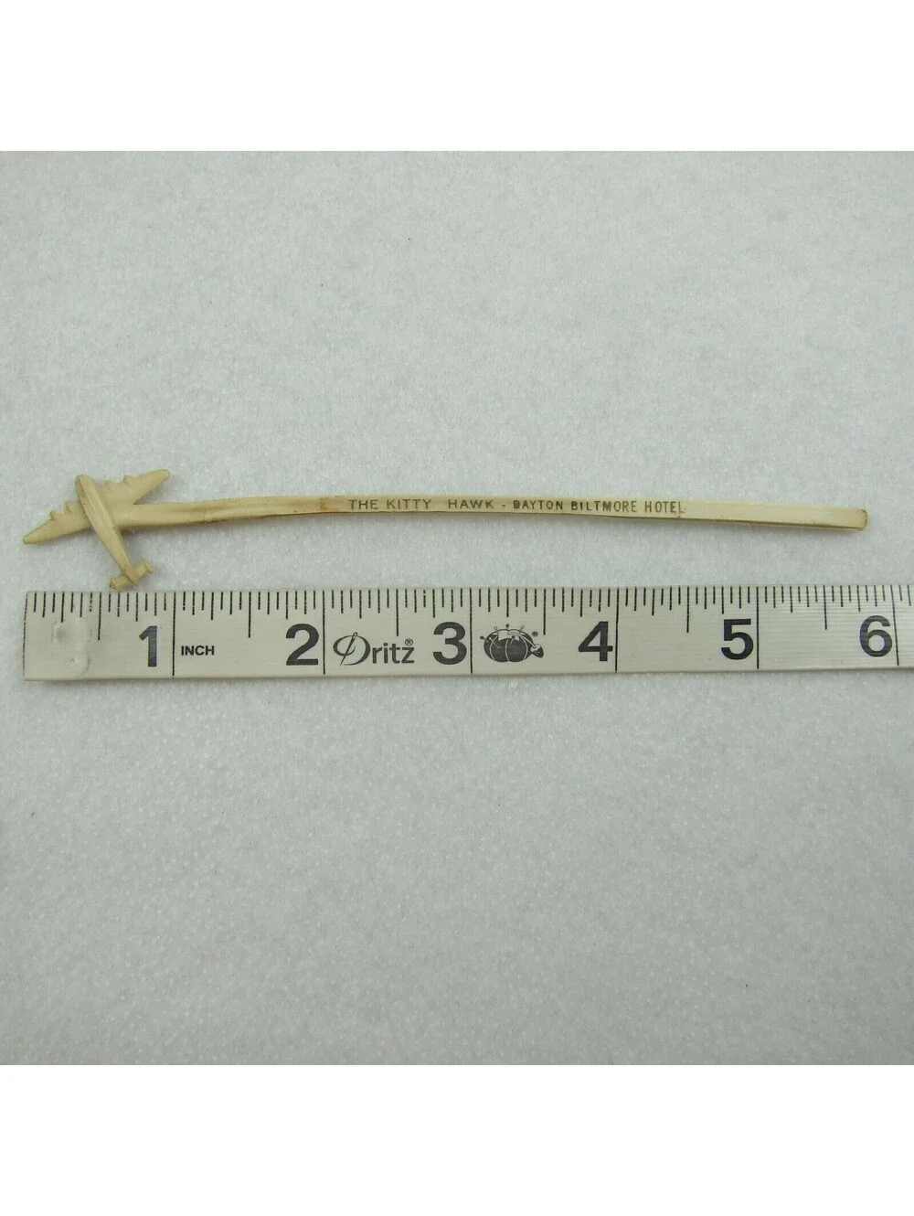 Vintage The Kitty Hawk Dayton Biltmore Hotel Airplane Swizzle Stir Garnish Stick